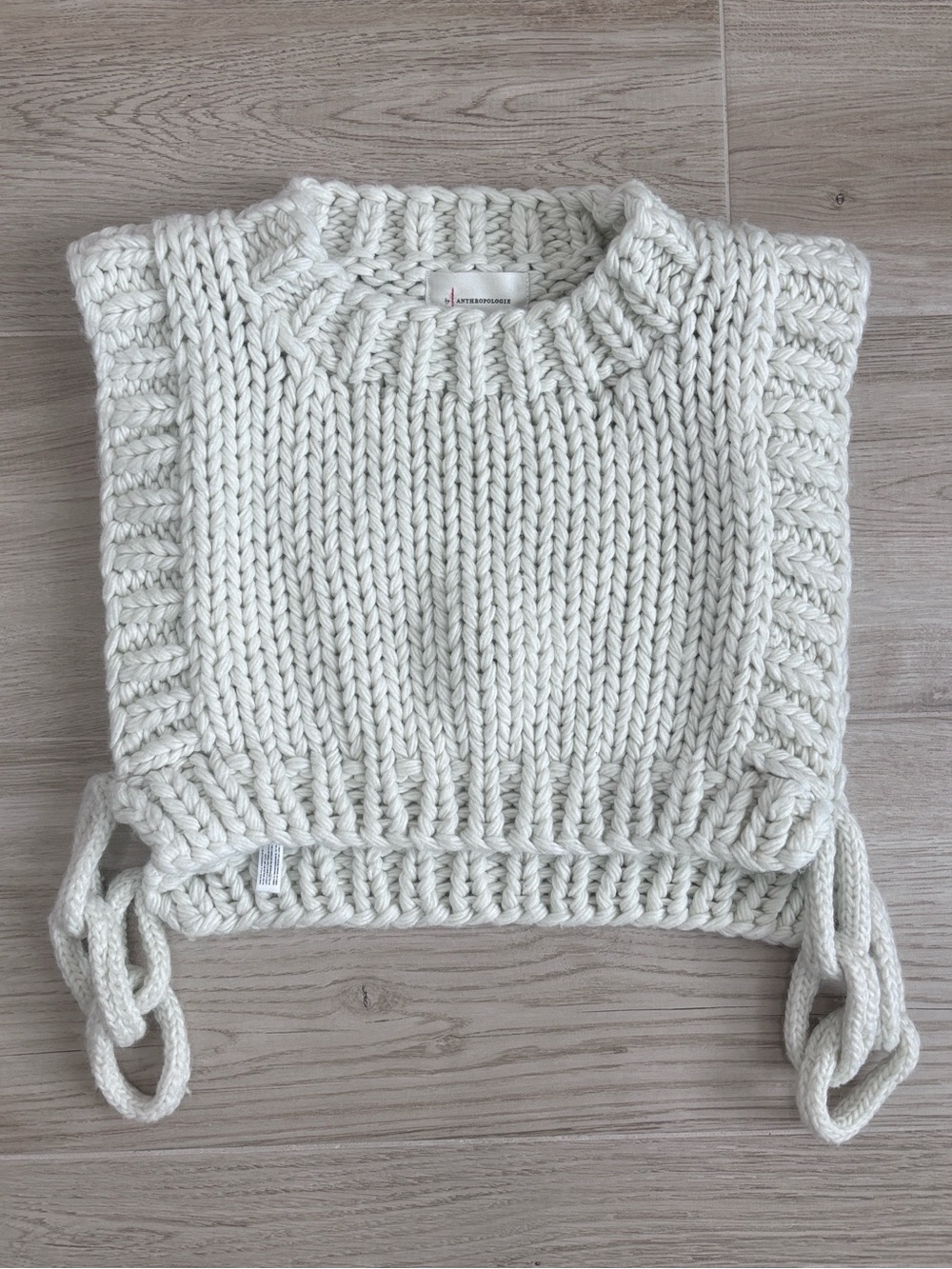 By Anthropologie Wool Blend Chunky Knit Sweater Vest Cream One Size Women’s